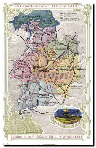 Cartes postales Cartes Geographiques Chocolaterie d&#39Aiguebelle Ille et vilaine Chateaubriand