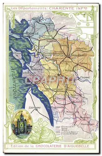 Cartes postales Cartes Geographiques Chocolaterie d&#39Aiguebelle Charente Inferieure