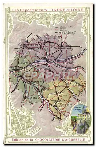 Cartes postales Cartes Geographiques Chocolaterie d&#39Aiguebelle Indre et Loire Amboise