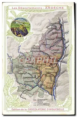 Cartes postales Cartes Geographiques Chocolaterie d&#39Aiguebelle Ardeche