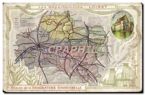 Ansichtskarte AK Cartes Geographiques Chocolaterie d&#39Aiguebelle Loiret Sully sur Loire