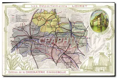 Ansichtskarte AK Cartes Geographiques Chocolaterie d&#39Aiguebelle Loiret Sully sur Loire