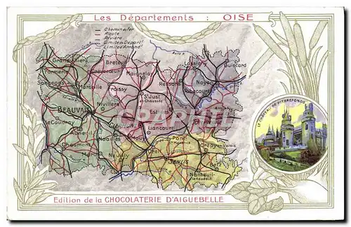 Ansichtskarte AK Cartes Geographiques Chocolaterie d&#39Aiguebelle Oise Chateau de Pierrefonds