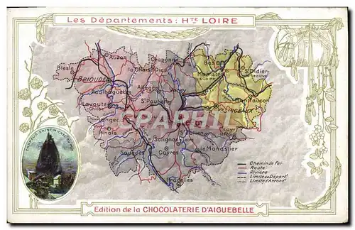 Ansichtskarte AK Cartes Geographiques Chocolaterie d&#39Aiguebelle Haute Loire Chateau de St Michel au Puy