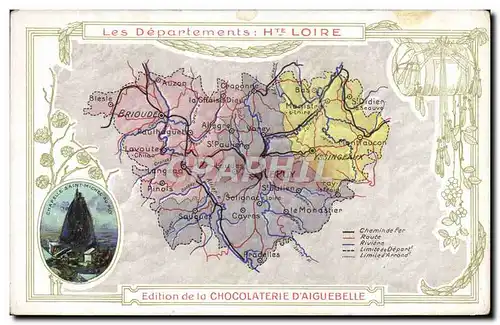 Cartes postales Cartes Geographiques Chocolaterie d&#39Aiguebelle Haute Loire Chapelle de Saint Michel au Puy