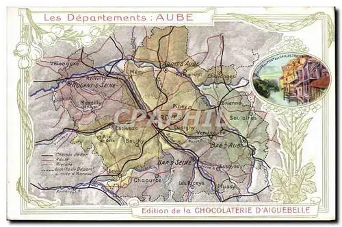 Cartes postales Cartes Geographiques Chocolaterie d&#39Aiguebelle Aube Pont aux Cailles Troyes