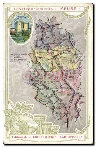 Ansichtskarte AK Cartes Geographiques Chocolaterie d&#39Aiguebelle Meuse Porte de la chaussee Verdun