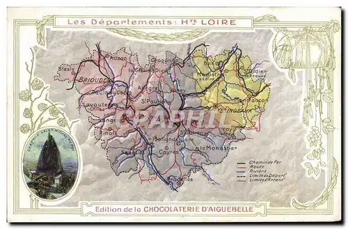 Ansichtskarte AK Cartes Geographiques Chocolaterie d&#39Aiguebelle Haute Loire Chapelle Saint Michel au Puy