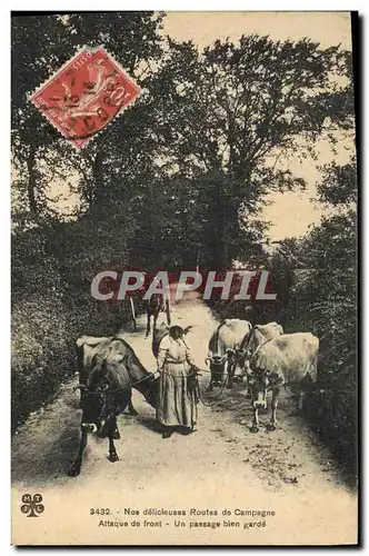 Cartes postales Folklore Nos delicieuses routes de campagne Attaque de front Un passage bien garde