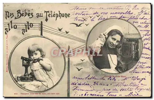 Ansichtskarte AK Fantaisie Telephone Nos bebes au telephone