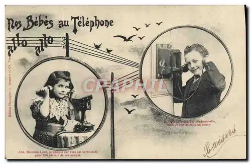 Ansichtskarte AK Fantaisie Telephone Nos bebes au telephone