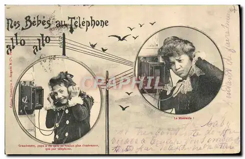 Cartes postales Fantaisie Telephone Nos bebes au telephone