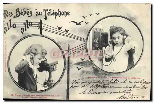 Ansichtskarte AK Fantaisie Telephone Nos bebes au telephone