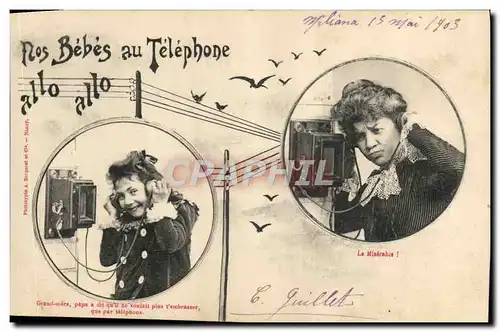 Ansichtskarte AK Fantaisie Telephone Nos bebes au telephone