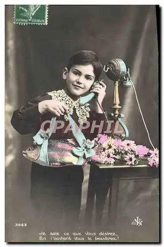 Ansichtskarte AK Fantaisie Telephone Enfant