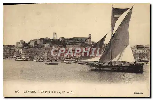 Cartes postales Bateau Cannes Le port et le Suquet