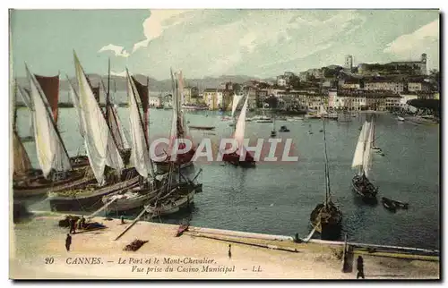 Cartes postales Bateau Cannes Le port et le Mont Chevalier