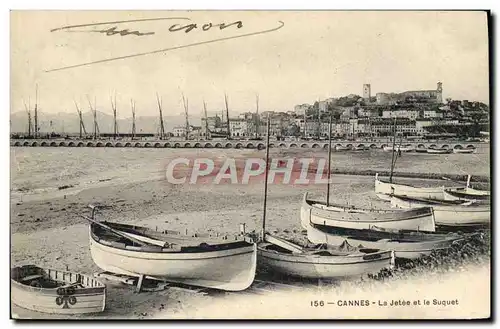 Cartes postales Bateau Cannes La jetee et le Suquet