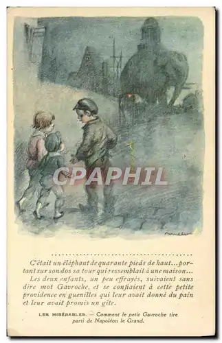 Ansichtskarte AK Fantaisie Illustrateur Poulbot Legende des Siecles Victor Hugo Elephant