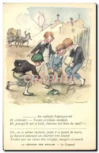 Ansichtskarte AK Fantaisie Illustrateur Poulbot Legende des Siecles Victor Hugo Crapaud Grenouille