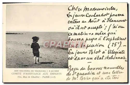 Cartes postales Enfants Colonies de vacances A la mer Comite d&#39Assistance aux Enfants Rue de Chaillot Paris