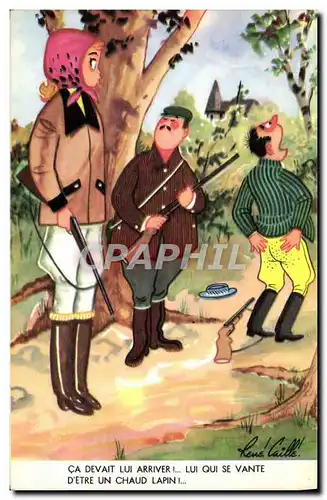 Cartes postales Fantaisie Humour Chasse Chasseur Ca devait lui arriver