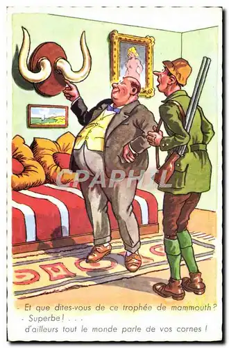 Cartes postales Fantaisie Humour Chasse Chasseur Mammouth