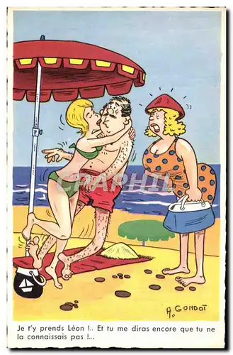 Cartes postales Fantaisie Humour Gondot Plage