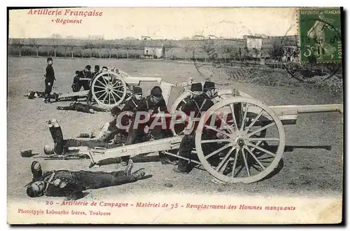 Ansichtskarte AK Militaria Artillerie de campagne Materiel de 75 Remplacement des hommes manquants