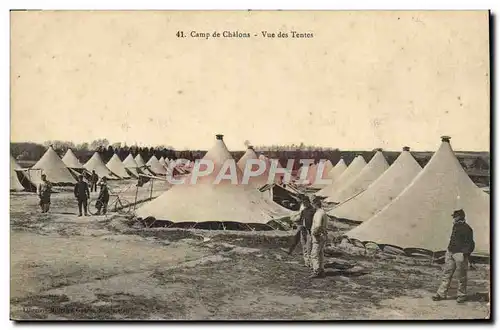 Cartes postales Militaria Camp de Chalons Vue des tentes