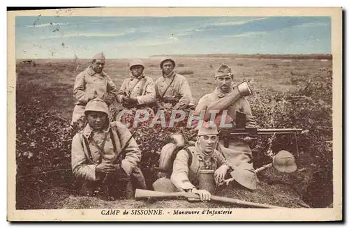 Cartes postales Militaria Camp de Sissonne Manoeuvre d&#39infanterie