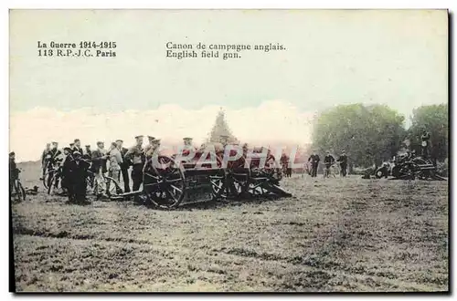 Cartes postales Militaria Canon de campagne anglais