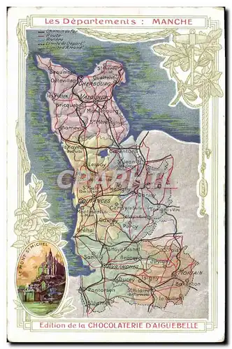 Ansichtskarte AK Carte Geographique Chocolaterie d&#39Aiguebelle Departement Manche