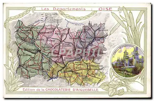 Ansichtskarte AK Carte Geographique Chocolaterie d&#39Aiguebelle Departement Oise Le chateau de Pierrefonds