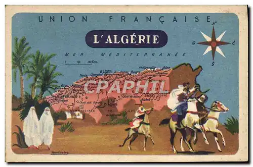 Ansichtskarte AK Carte Geographique Algerie Lion Noir