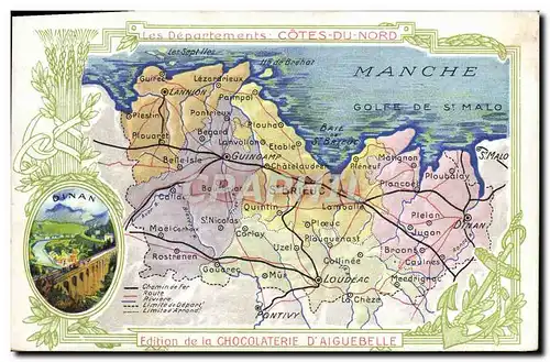 Ansichtskarte AK Carte Geographique Chocolaterie d&#39Aiguebelle Departement Cotes du Nord Dinan