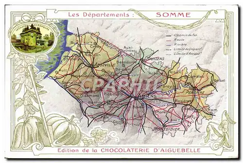 Ansichtskarte AK Carte Geographique Chocolaterie d&#39Aiguebelle Departement Somme Chateau de Rambure