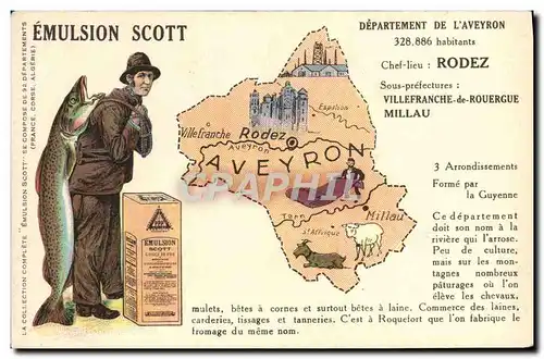 Cartes postales Carte Geographique Emulsion Scott Aveyron Rodez