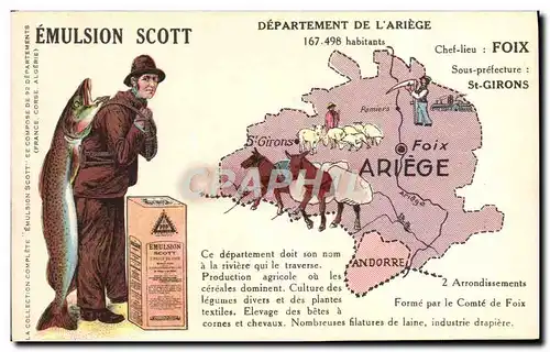 Ansichtskarte AK Carte Geographique Emulsion Scott Ariege Foix