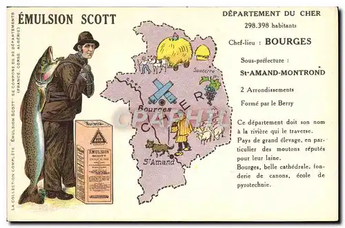 Cartes postales Carte Geographique Emulsion Scott Cher Bourges