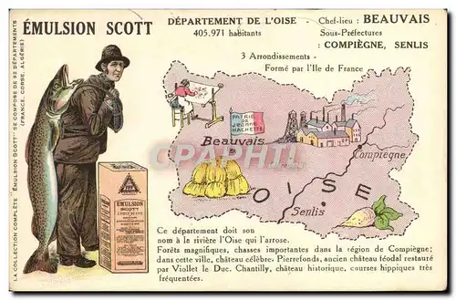 Cartes postales Carte Geographique Emulsion Scott Oise Beauvais