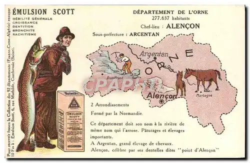 Ansichtskarte AK Carte Geographique Emulsion Scott Orne Alencon