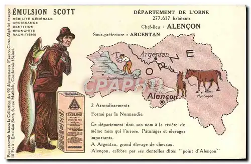 Cartes postales Carte Geographique Emulsion Scott Orne Alencon