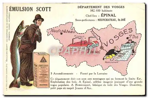 Cartes postales Carte Geographique Emulsion Scott Vosges Epinal