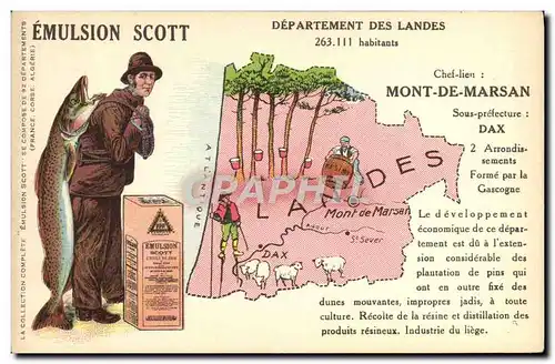 Ansichtskarte AK Carte Geographique Emulsion Scott Landes Mont de Marsan