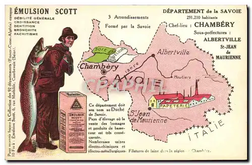 Cartes postales Carte Geographique Emulsion Scott Savoie Chambery