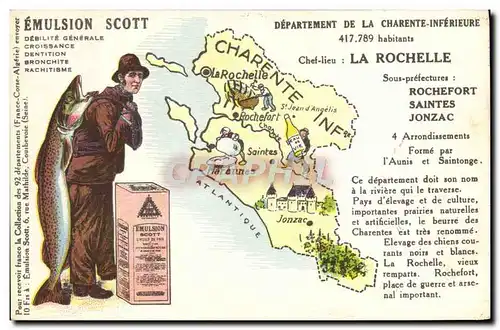 Ansichtskarte AK Carte Geographique Emulsion Scott Charente Inferieure La Rochelle