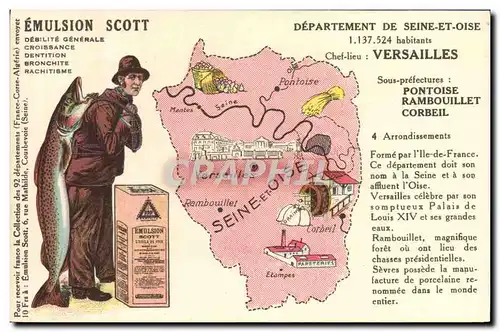 Cartes postales Carte Geographique Emulsion Scott Seine & Oise Versailles