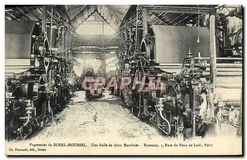 Cartes postales Presse Imprimerie Papeteries Didot Sorel Moussel Rue du Pont de Lodi Paris Une salle de deux mac