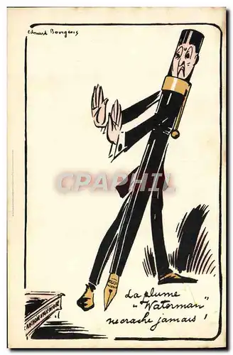 Cartes postales Style a plume Waterman Publicite